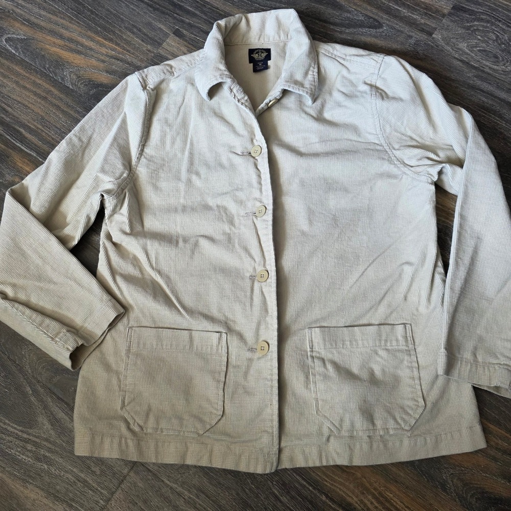 Vintage Dockers Womens Petite M Tan Cotton Corduroy Chore Jacket 1998 73702-6522